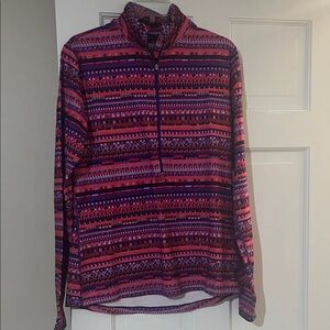 Nike Women's Half-Zip Patterned Pullover - Pink & Purple